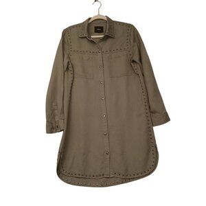 Rails Studded Bowie Sage Green Shirt Dress Boho Preppy Western Size Small
